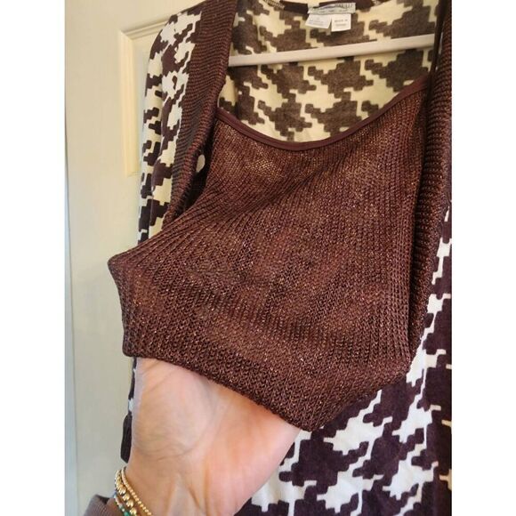 Alberto Makali geometric pattern sweater gold shimmer thread, removable half ta - Picture 4 of 6